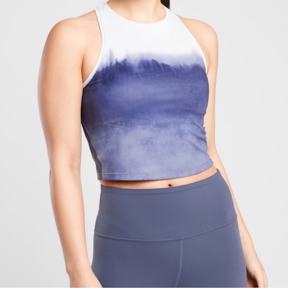 Shanti Watercolor Stripe Crop Tank - Size S TALL - Navy